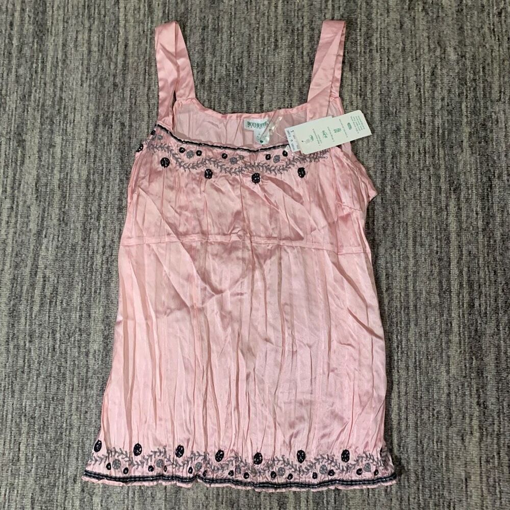 Motherhood Maternity Womens Large Sleeveless Blouse Pink Babydoll‎ Embroidered